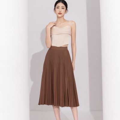 Chân váy dập ly dáng xòe xẻ quạt dày dặn thời trang công sở HeraDG WJPBB2028