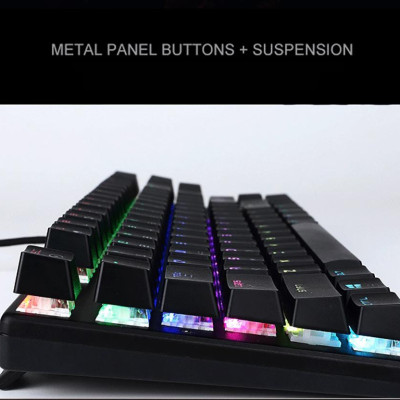 Bàn phím chơi game cơ học có dây USB Kết hợp Ánh sáng Xanh Công tắc 87 Phím cho Văn phòng game thủ Thể thao điện tử Magic-Refiner 1506