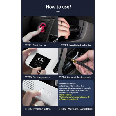 Bơm lốp xe điện tự động ngắt khi bơm đầy, điện áp 12V. Bơm Không Khí Mini Máy Bơm Hơi Lốp Xe Tự Động