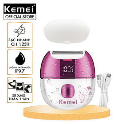 Máy cạo tẩy lông Kemei KM-285 chuyên dùng cạo lông toàn thân, bikini sử dụng pin sạc tiện lợi công suất 5W - Chính hãng