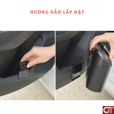 Thùng rác mini có nắp, hộp đựng rác có chốt cài treo thành cửa treo lưng ghế ô tô, xe hơi