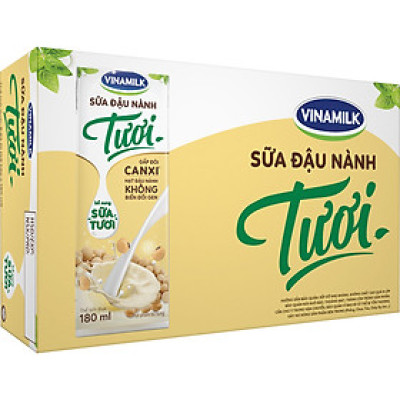 Thùng Sữa đậu nành Tươi Vinamilk 180ml - 48 hộp/Thùng