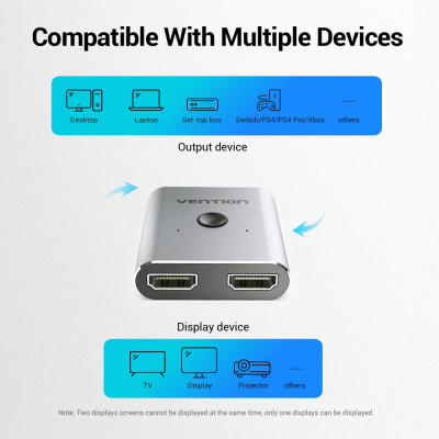 Bộ chuyển đổi HDMI 4K @ 60Hz 2 cổng Bộ chuyển mạch HDMI 1x2 / 2x1 Hai hướng Thay thế cho Máy tính để bàn
