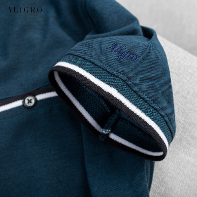 Áo polo nam cộc tay trơn màu xanh đen aligro ALGPLO39