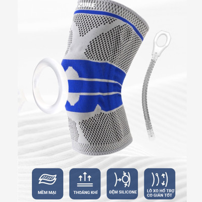 Băng Gối Thể Thao Đệm Silicone, Co Giãn 4 Chiều, Thanh Trợ Lực Lò Xo,  Hỗ Trợ Bảo Vệ Xương Bánh Chè - Hàng Chính Hãng Teement