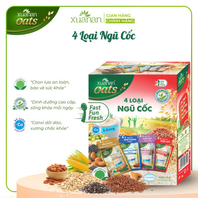 Combo 11 Hộp 4 Loại Ngũ Cốc Xuân An [ít đường] 400G {25g*16 gói}