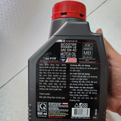 [Mẫu Mới] Nhớt cao cấp cho xe tay ga đời mới Motul Scooter Power LE 5W40 800ml tặng nhớt hộp số Motul Gear 80W90 120ml