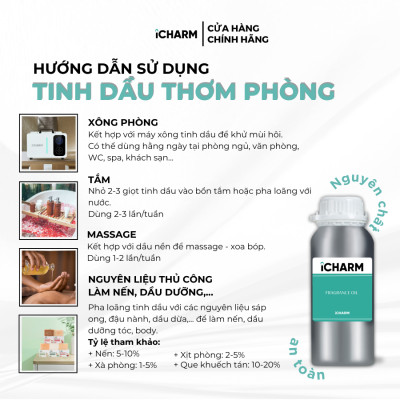 Tinh dầu thơm phòng nước hoa, khách sạn 500ml, 1 lít iCHARM khuếch tán phòng ngủ, spa, đuổi muỗi