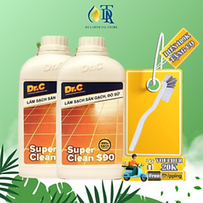 Combo Tẩy Bồn Cầu Bị Ố Vàng,Tẩy Gạch Men,Tẩy Xi Măng,Nước Tẩy Nhà Vệ Sinh,Tẩy Rong Rêu Vôi Vữa Dr.C Super Clean S90 1 Lít