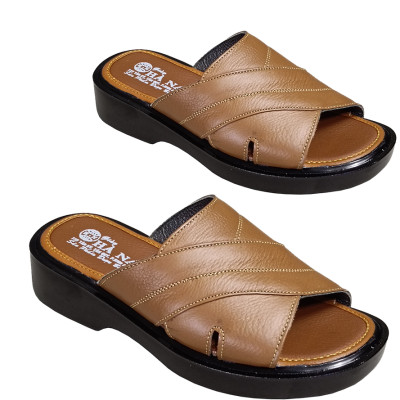 Dép Nam Quai Ngang Da Bò Thật HÀ NAM Đế Cao Dành Cho Người Thấp DN2041