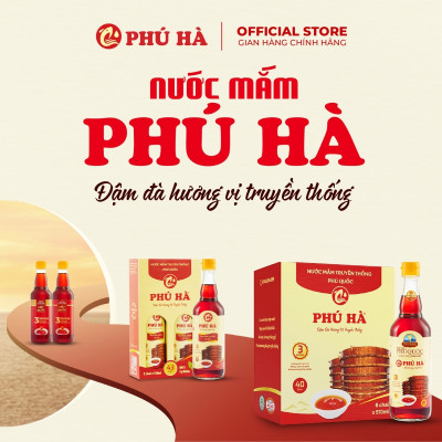 Nước mắm Phú Quốc Chỉ Dẫn Địa Lý Phú Hà 43 độ đạm - Hộp 6 chai 510ml