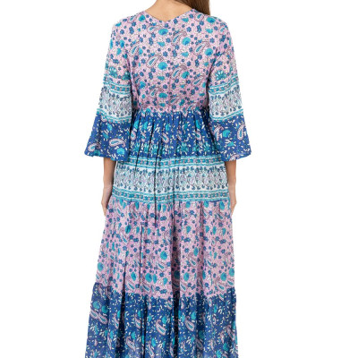 Maxi Hoa Phối Ren Ánh Bạc Cotton Isla Bonita