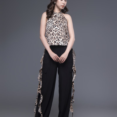 Quần nữ xen lụa đen túi hộp rút ống LM112412