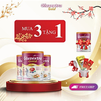 Sữa tiểu đường COMBO MUA 3 TẶNG 1 GLUZETRA GOLD hơn 20 loại hạt với sữa non nhập khẩu từ Mỹ giàu dinh dưỡng 400g/lon