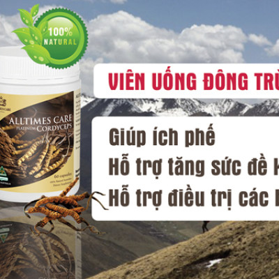 Thực phẩm bảo vệ sức khỏe Đông trùng hạ thảo ALLTIMES CARE PLATINUM CORDYCEPS - Hộp 60 viên