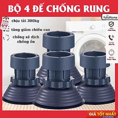 Bộ 4 Chân Chống Rung Cho Máy Giặt, Tủ Lạnh - Chân Kê Tăng Giảm Chiều Cao, Đế Cao Su Chống Rung, Chống Trượt Tối Ưu  Hàng Nhập Khẩu