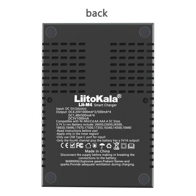 Bộ sạc pin 4 khe LIITOKALA LII-M4 với màn hình LCD cho pin 18650 26650 14500 AA AAA Lithium NiMH thông minh