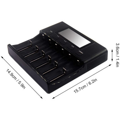Bộ sạc pin LiitoKala lii-S6 Bộ sạc 6 khe tự động phát hiện cực tính cho 18650 26650 21700 14500.10440 AA AAA