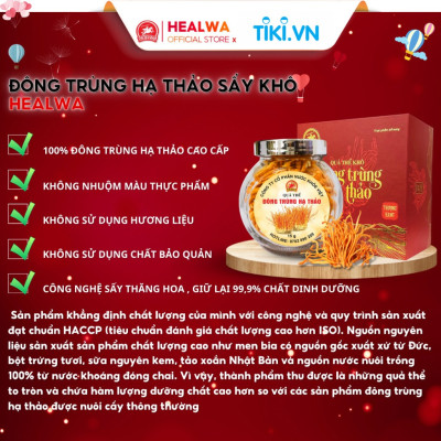 Đông trùng hạ thảo sấy thăng hoa thượng hạng Healwa 15g Hàng chính hãng