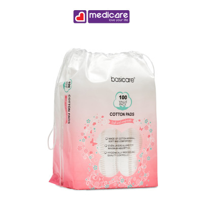 Bông tẩy trang BASICARE 100 miếng