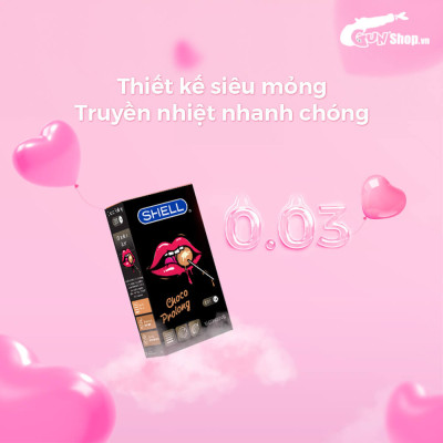 Bao cao su Shell Choco Prolong kéo dài thời gian, hương chocolate - Hộp 10 cái