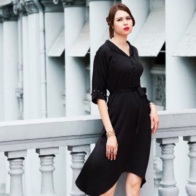 Đầm Tay Liền Đầm Kiểu Sang Trọng Thời trang thiết kế Hity DRE130 (Đen Huyền Bí)