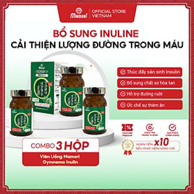 Combo 3 Hộp Viên uống MAMORI GYMNEMA - INULIN Hỗ trợ giảm đường huyết, ngăn ngừa tích tụ mỡ thừa, bổ xung chất sơ hòa tan