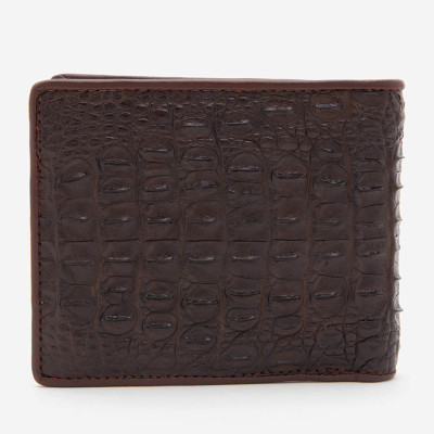 HJ2241 - Bóp nam Huy Hoàng da cá sấu nguyên con màu nâu đất