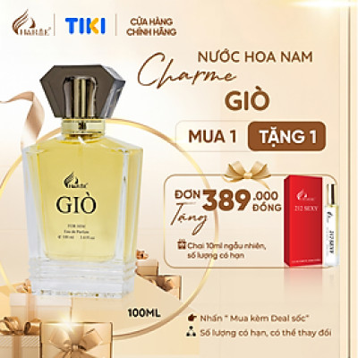 Nước hoa nam cao cấp, Charme Giò, hương trái cây, ngọt ngào, ấm áp, lưu hương lâu, độ tỏa hương xa, 100ml