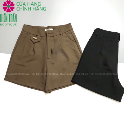 Quần short nữ Hiền Trần BOUTIQUE khuyên đá, chất vải 2 biên cao cấp