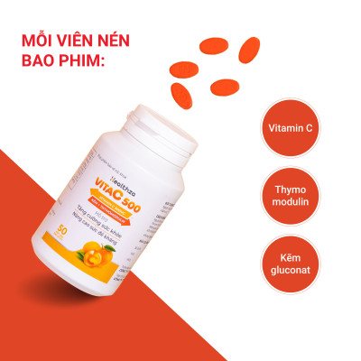 Viên uống VitaC 500 bổ sung Vitamin C  Hộp 1 lọ 50 viên