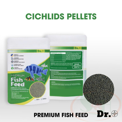 Thức ăn cá Dr+ Premium Cichild Pellets hạt tảo chìm dinh dưỡng cho cá cảnh