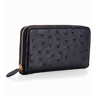 HC3429-30-31-32 - Bóp nữ da đà điểu Huy Hoàng 1 khóa vip màu đen, nâu đỏ, vàng bò, nâu đất