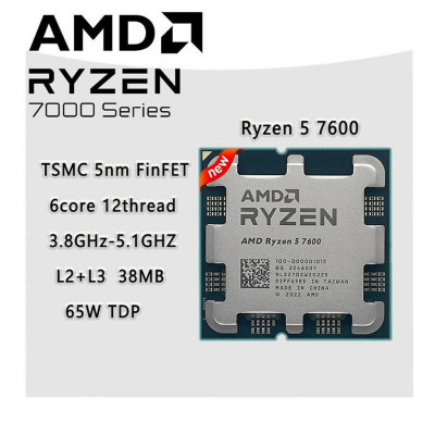 Bộ vi xử lý CPU AMD Ryzen 5 7600 (AMD AM5 - 6 Core - 12 Thread - Base 3.8Ghz - Turbo 5.1Ghz - Cache 38MB) – Hàng Chính Hãng