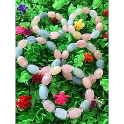 Vòng tay đá Lu Beryl đa sắc màu tự nhiên  Size vòng 12mm   Chất liệu đá tự nhiên màu hồng xanh tươi Nữ tất cả các mệnh ạ