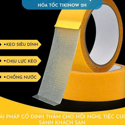 10mm*10m COMBO 2 CUỘN Keo 2 Mặt Sợi Thủy Tinh Cường Lực Dán Thảm Trải Sàn, Keo Chống Nước, Không Để Vết Keo