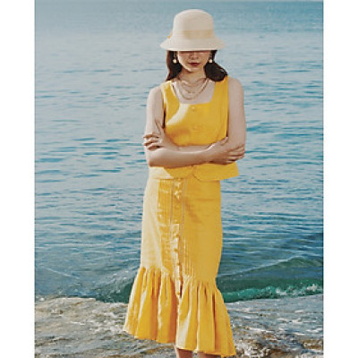 Váy Midi Godet Linen Tràng An SKI052 thời trang thiết kế Hity