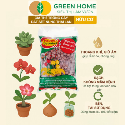 Đất Sét Nung Trồng Cây Greenhome, Bao 6lít, Thái Lan, Trồng Sen Đá, Phong Lan, Sứ, Thuỷ Canh, Chống Mọc Cỏ, Thoáng Khí