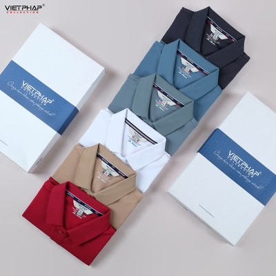 Áo Polo Nam VIỆT PHÁP Form Luxury - Thun 4 Chiều Sọc không túi , lịch lãm, sang trọng 2229