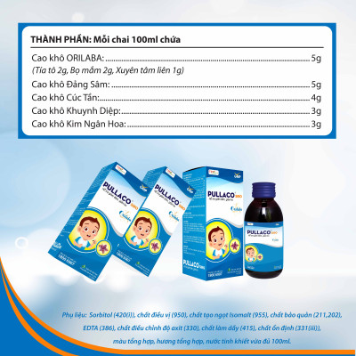 TPBVSK PULLACO SIRO – Hỗ trợ giảm ho, giảm đờm, giảm đau rát họng do viêm họng, viêm phế quản