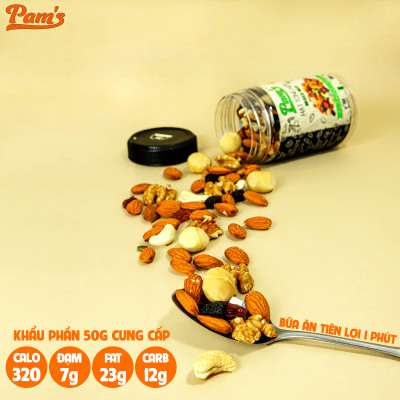 Combo 3 Hũ Ngũ Cốc Mix 6 Loại (Macca + Hạnh Nhân + Điều + Nhân Óc Chó + Hạt Bí + Nho Úc) Pam