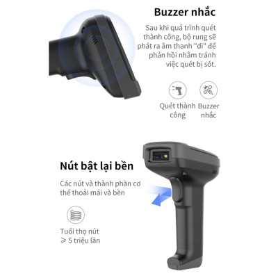 Máy Quét Mã Vạch Deli - Kết Nối Bluetooth, Độ Phân Giải Cao - Phù Hợp Cho Cửa Hàng, Siêu Thị - Hàng Chính Hãng - E14953W/E14953/E14952