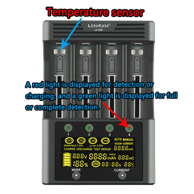 Bộ sạc pin LiitoKala lii-600 Li-ion-3.7V Ni-MH1.2V 4 khe cắm