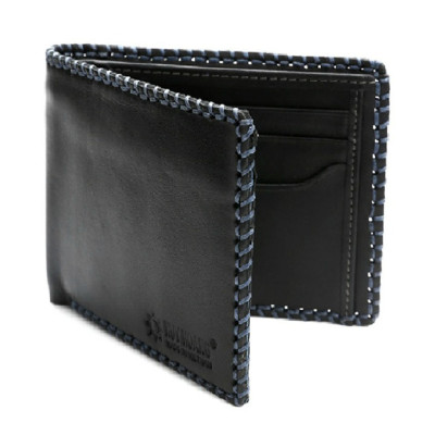 HJ2135 - Bóp nam Huy Hoàng đan viền màu đen