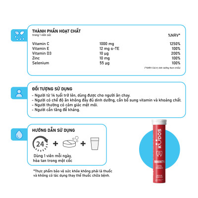 Thực phẩm bảo vệ sức khỏe KUDOS IMMUNITY BOOST EXTRA STRENGTH (20 viên/ tuýp)