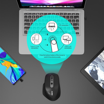 Chuột  Ajazz i660T BT4.0 2.4G có thể sạc lại nhiều chế độ không dây thay thế cho Máy tính để bàn Mac Notebook