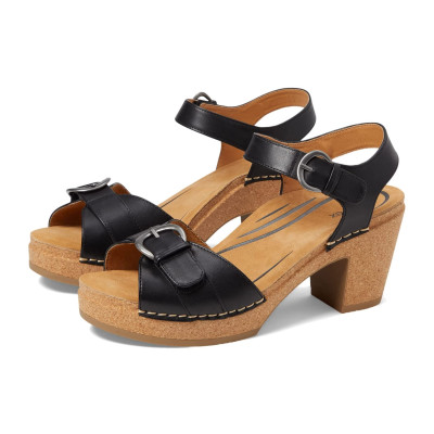 Sandal sức khỏe nữ Aetrex Tory Black - giày cao gót 8p đế đệm da giảm đau chân