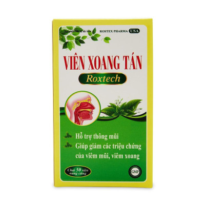 Combo 2 Lọ Viên Xoang Tán Roxtech thảo dược giúp giảm viêm xoang, viêm mũi dị ứng, nghẹt tắc mũi, chảy nước mũi - Lọ 50 viên