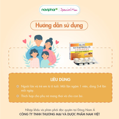 TPBVSK Vitaprolis Lozenges [Hộp 20 viên] Viên ngậm ho cho cả gia đình thành phần tự nhiên [Nhập khẩu Pháp]