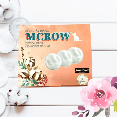 Bông tẩy trang tròn hộp 80 miếng Mcrow -Màu Hồng